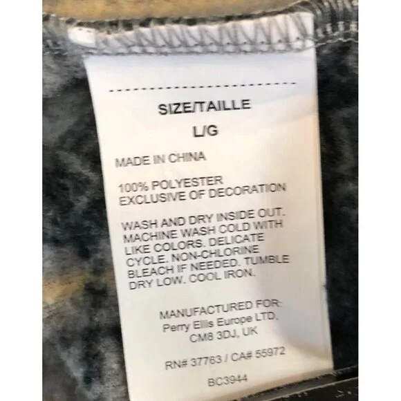 Perry Ellis Portfolio Mens Size Large Black & Gray Plaid Fleece Drawstring Pants - Picture 8 of 9